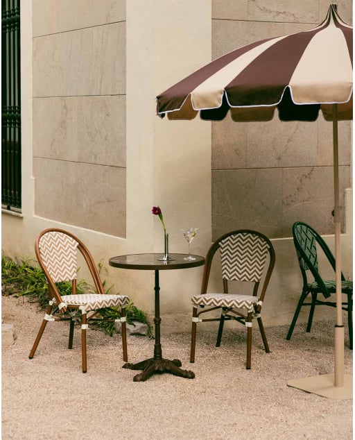 Set Rundtisch (Ø 60 cm) und 2 Gartenstühle aus Metall und Synthetischem Rattan Yona Bistro