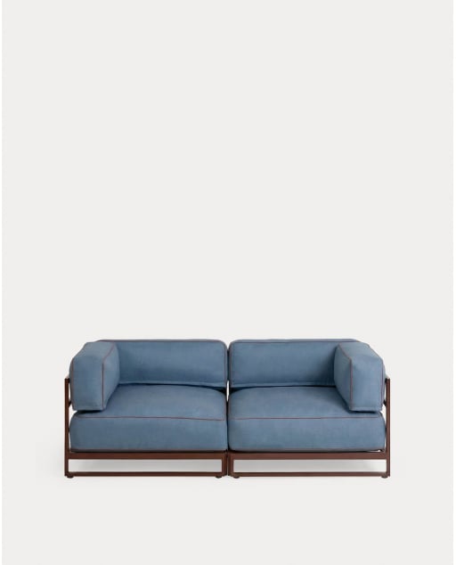 Modulares Gartensofa 2-teilig mit Eckmodul aus Metall und Stoff Kristen