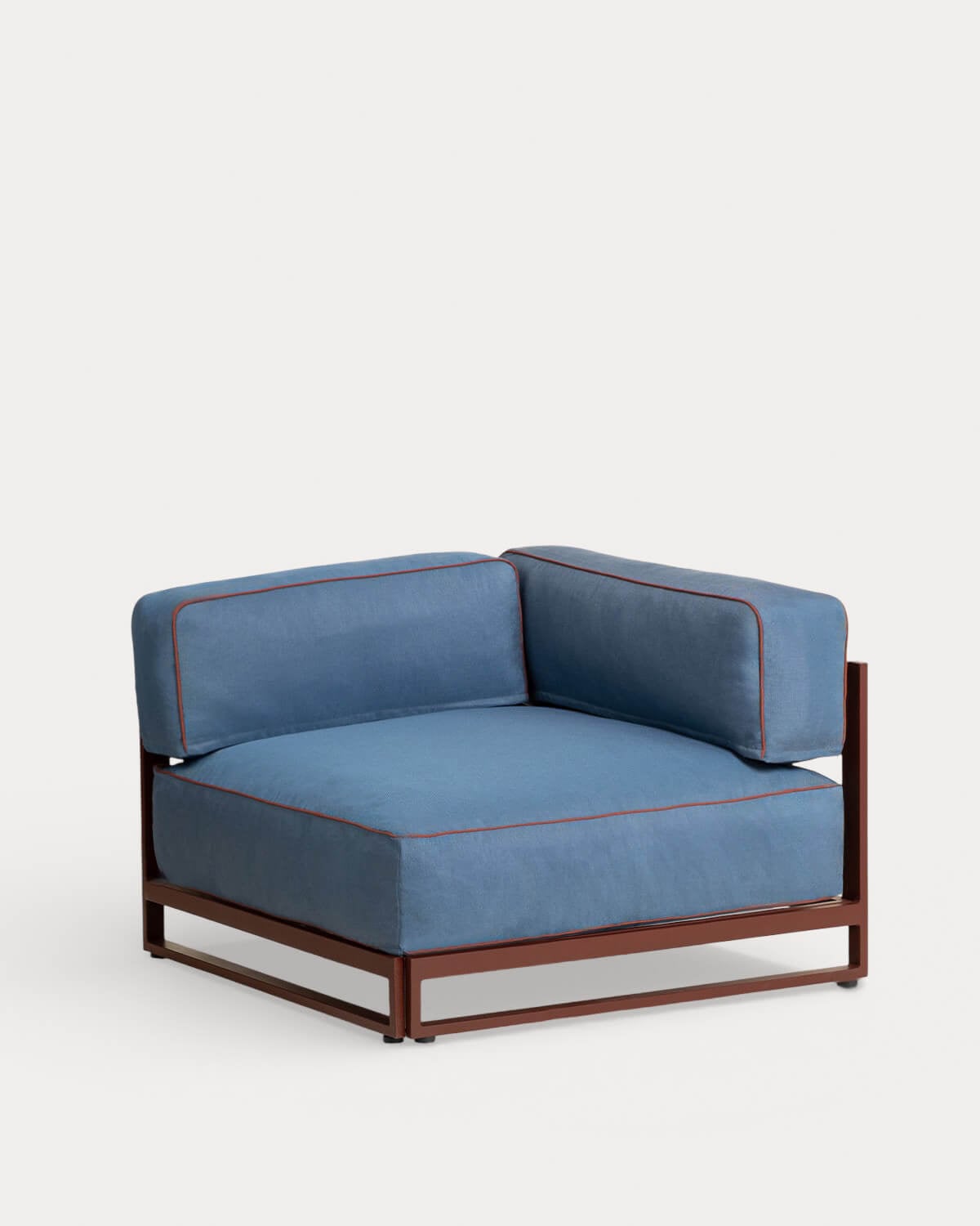 2-teiliges Modulares Gartensofa-Eckmodul mit Ottomanenmodul aus Metall und Stoff Kristen, Galeriebild 2