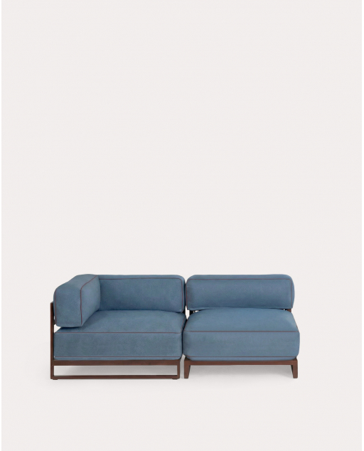 Modulares Gartensofa 2-teilig mit Eckmodul und Mittelmodul aus Metall und Stoff Kristen - Blau Silvery