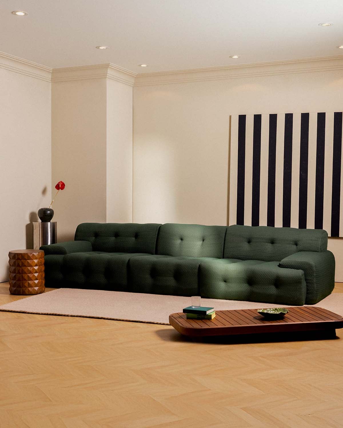 Vakuumverpacktes Modulares Sofa, 3-Teilig, bestehend aus 2 Eckmodulen und einem Mittelmodul Bezogen mit Gewebe Nahual, Galeriebild 2