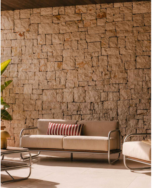 2-Sitzer Gartensofa aus Metall und Stoff Ahrus