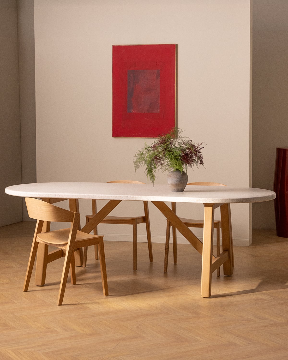 Ovaler Esstisch aus Terrazzo und Akazienholz (230x100 cm) Mirena, Galeriebild 2