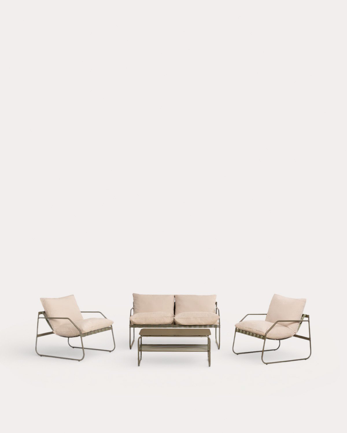 Gartenmöbelset mit 2-Sitzer-Sofa, 2 Sesseln und Couchtisch aus Metall und Stoff Ohiane, Galeriebild 1