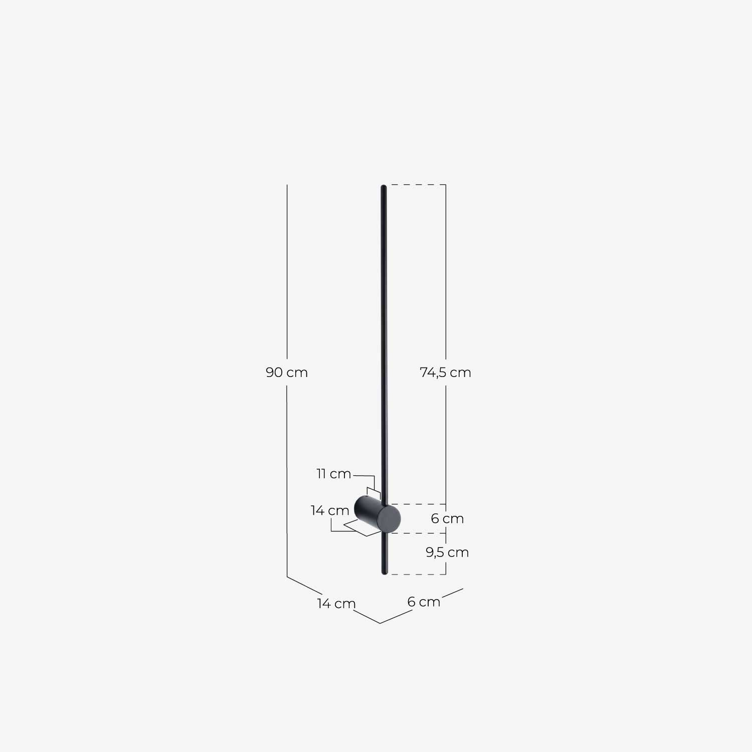 LED-Wandleuchte aus Metall Shuja, Ma&szlig;e