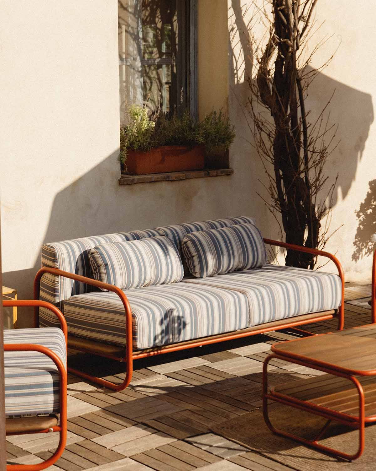 2-Sitzer Gartensofa aus Metall und Stoff Ahrus, Galeriebild 2