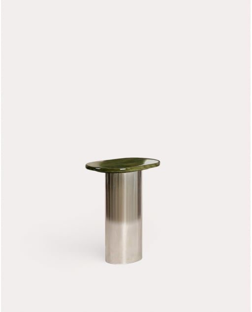 Ovaler Beistelltisch Aus Mangoholz Und Metall (45x25 Cm) Lahuga