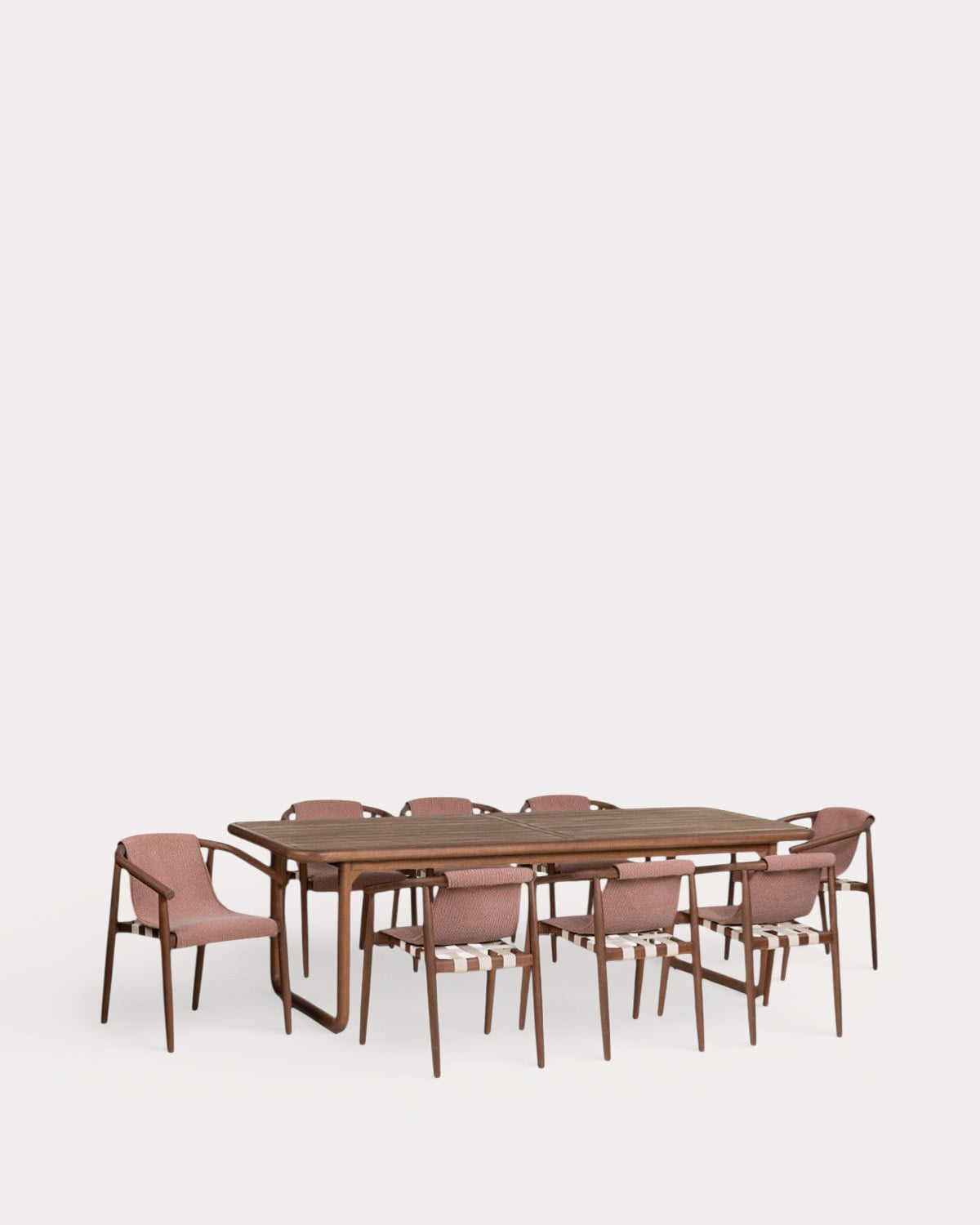 Rechteckiges Tischset (240x100 cm) Elnes und 8 Gartenstühle Clhoti aus Eukalyptusholz, Galeriebild 1