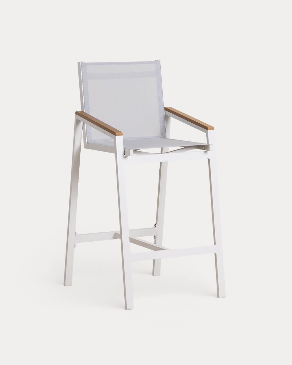 Outdoor-Stehtisch-Set (130 x 70 cm) und 4 hohe Aluminiumhocker Korce, Galeriebild 2