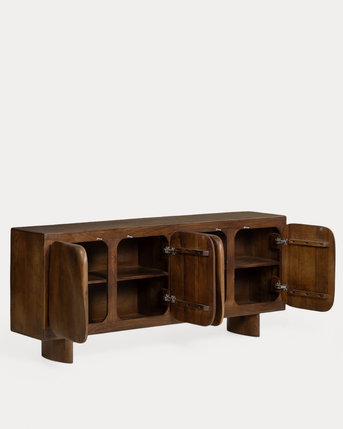 Niedriges Sideboard mit 4 Türen 180x40 cm aus Mangoholz Orlean, Galeriebild 4