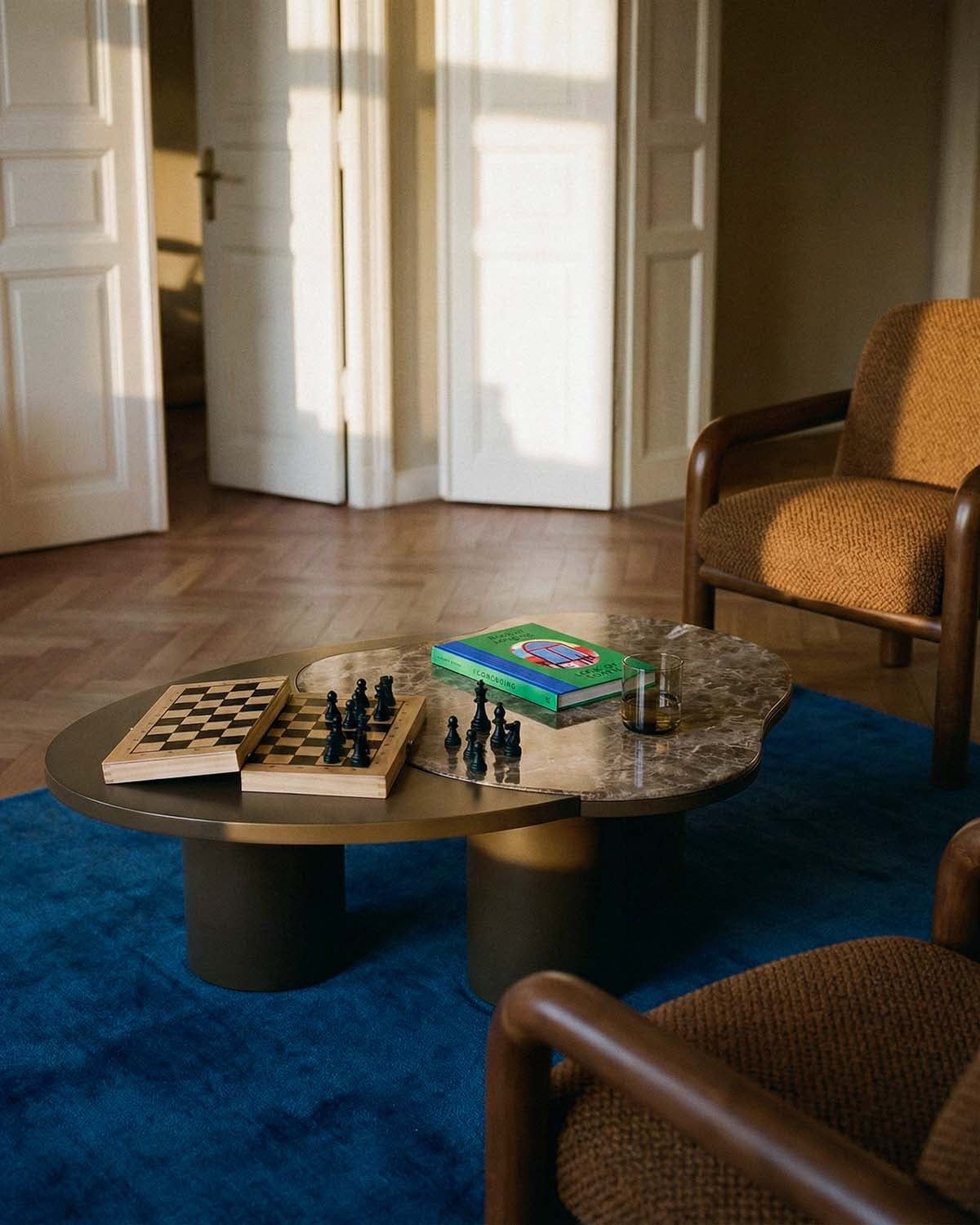 Couchtisch aus Marmor und Holz (80x73 cm) Zenia, Galeriebild 2