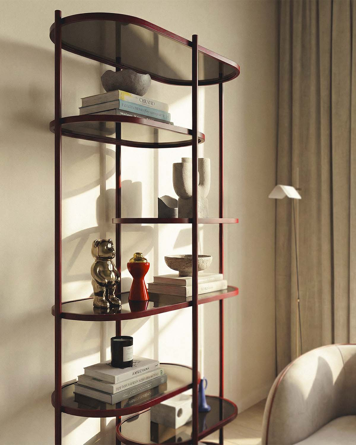 Bücherregal aus Metall und gehärtetem Glas (190x85 cm) Yerry, Galeriebild 3