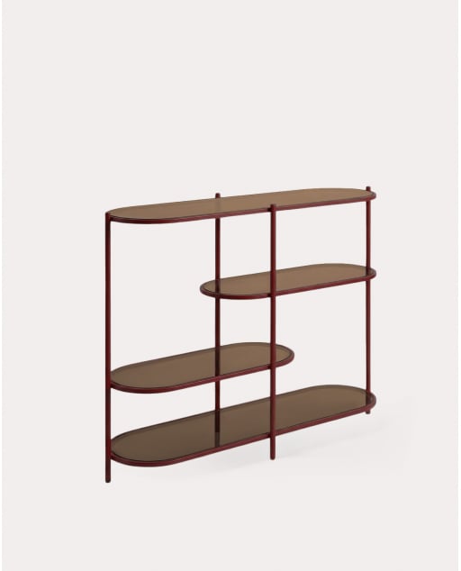 Bücherregal aus Metall und gehärtetem Glas (90x125 cm) Yerry - Rot Tinto