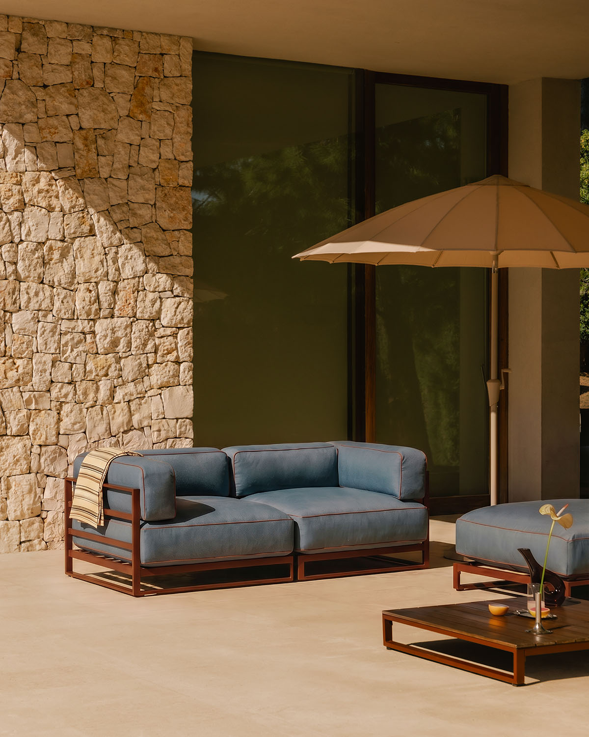 2-Teiliges Modulares Gartensofa-Eckmodul aus Metall und Stoff Kristen, Galeriebild 2