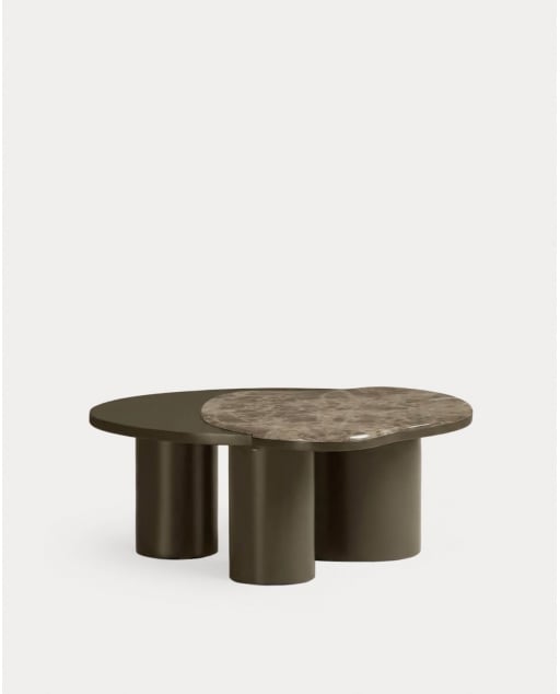 Couchtisch aus Marmor und Holz (80x73 cm) Zenia