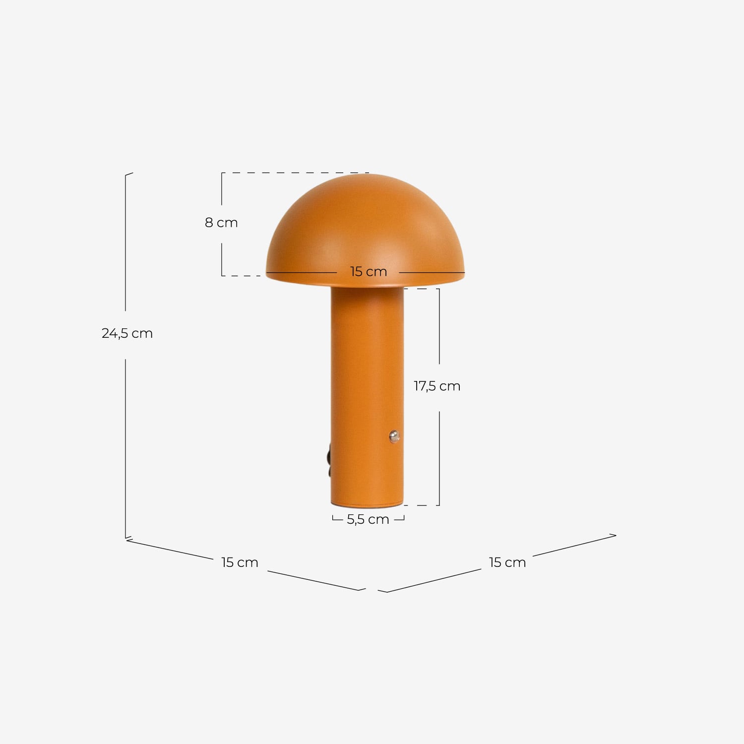 Kabellose LED-Tischleuchte für den Außenbereich (Ø15 cm) Biar, Ma&szlig;e