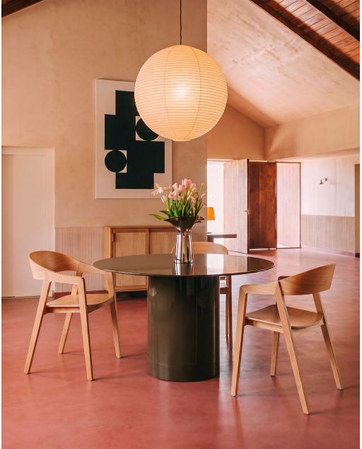 Esstisch rund Ø120 cm aus Glas und Holz Merne