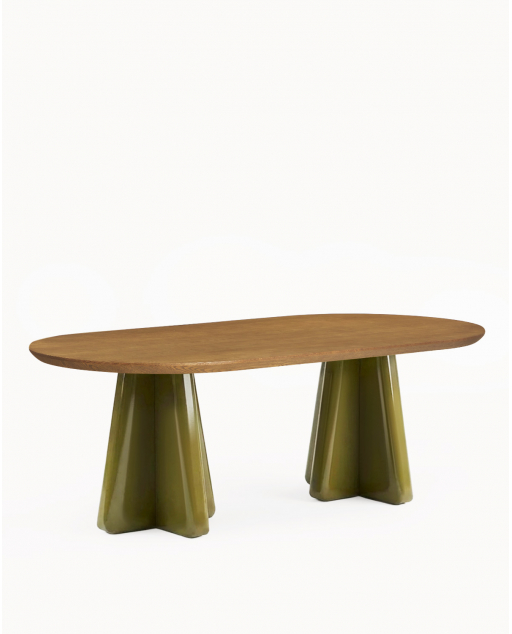 Esstisch oval 220x110 cm aus Holz Roxenna - Grün Nori