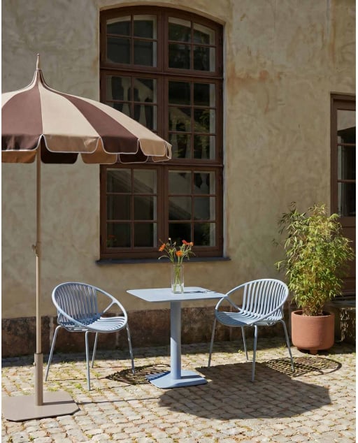 Outdoor-Set mit quadratischem Tisch 70x70 cm Zoilo aus Metall und 2 Gartenstühlen aus Polypropylen Anier