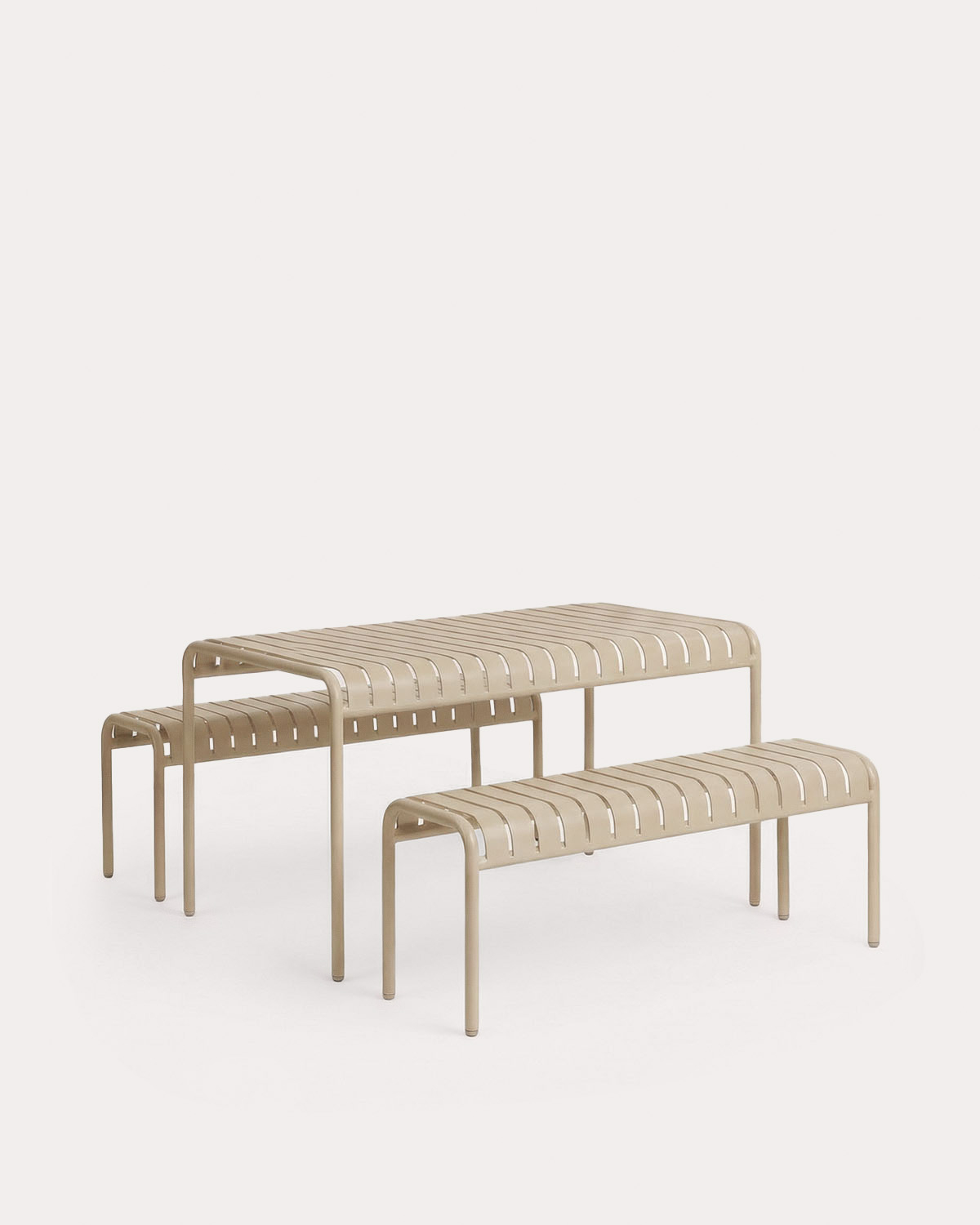 Set mit rechteckigem Tisch 130x80 cm und 2 Bänken aus Metall Tavo