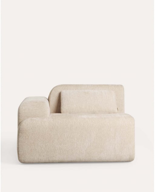 Linkes Eckmodul aus vakuumverpacktem Stoff für das Modulare Sofa Rhys - Beige Seashell
