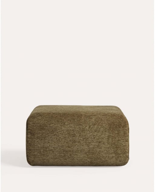 Vakuumverpacktes Pouf-Modul aus Stoff für modulares Sofa Rhys - Grün Nori