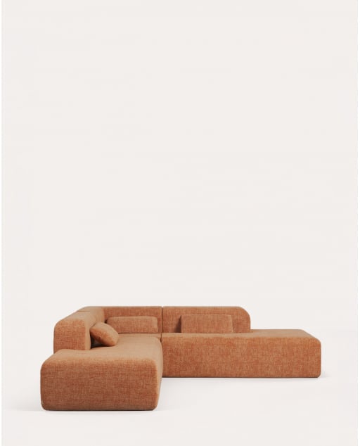3-Teiliges Vakuumverpacktes Modulsofa mit 2 Chaiselongue-Modulen und Eckmodul in Stoff Rhys