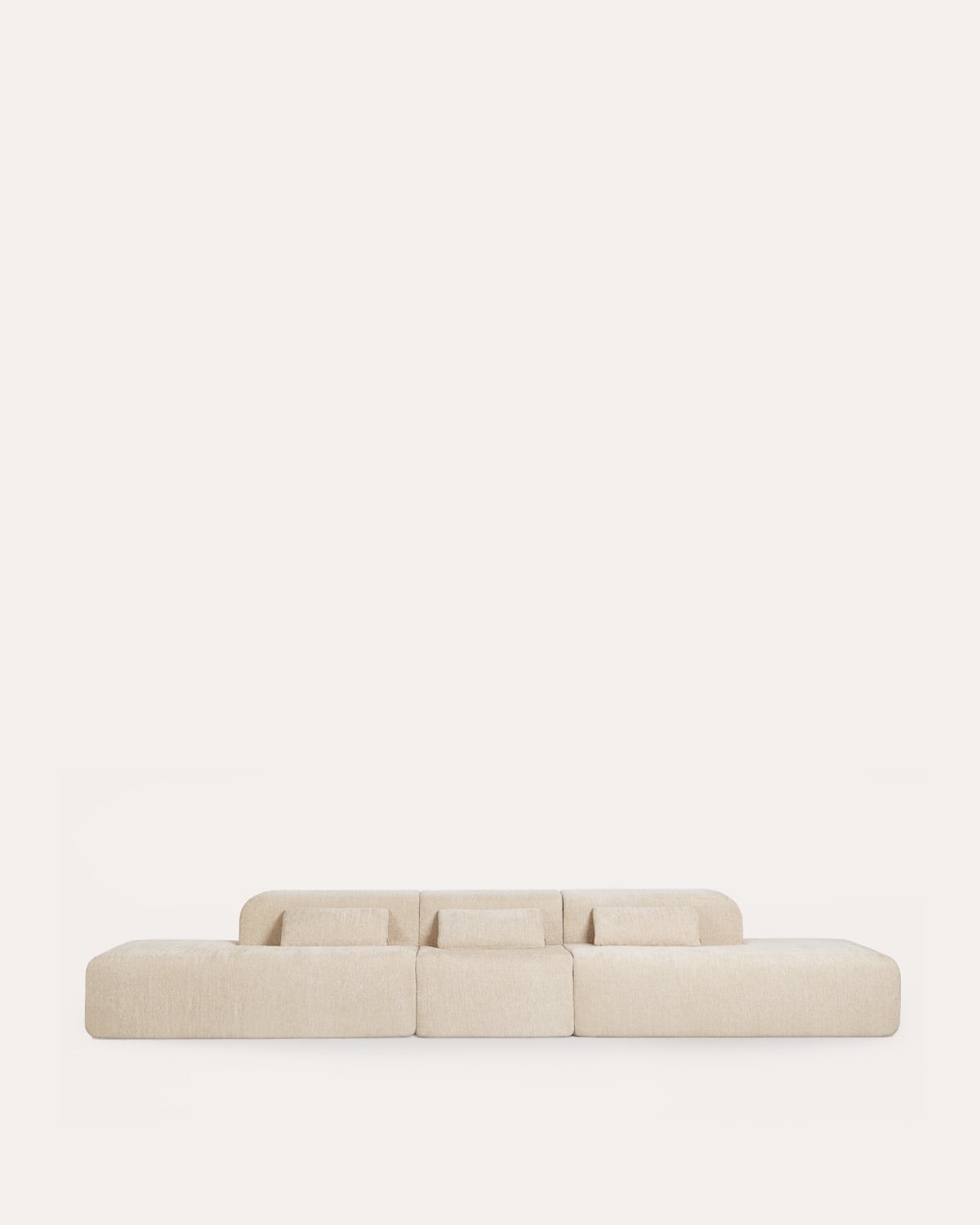 3-Teiliges Vakuumverpacktes Modulsofa mit 2 Chaiselongue-Modulen und zentralem Stoffmodul Rhys