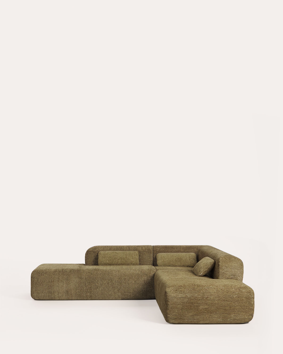 Vakuumverpacktes modulares Sofa 3-teilig mit 2 Chaise-longue-Modulen und Eckmodul aus Stoff Rhys, Galeriebild 2