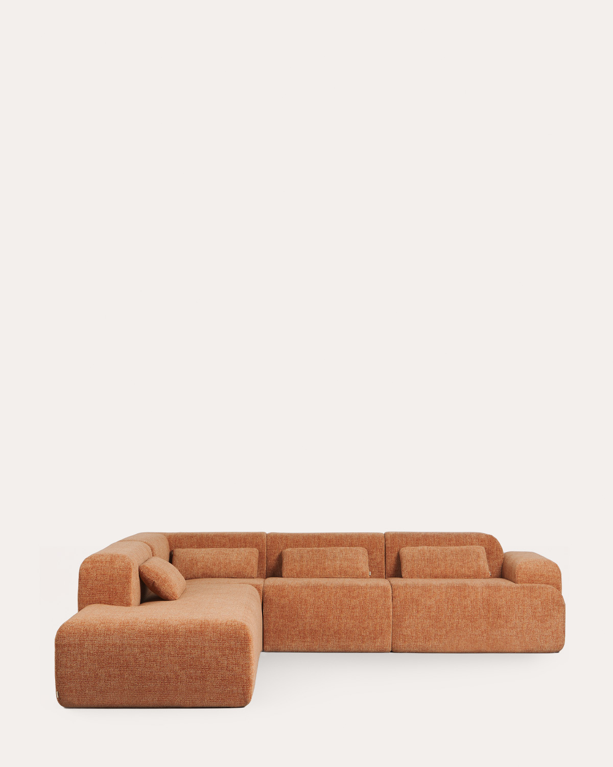 Vakuumverpacktes modulares Sofa 4-teilig mit Eckmodulen, Mittelmodul und Chaise-longue-Modul aus Stoff Rhys