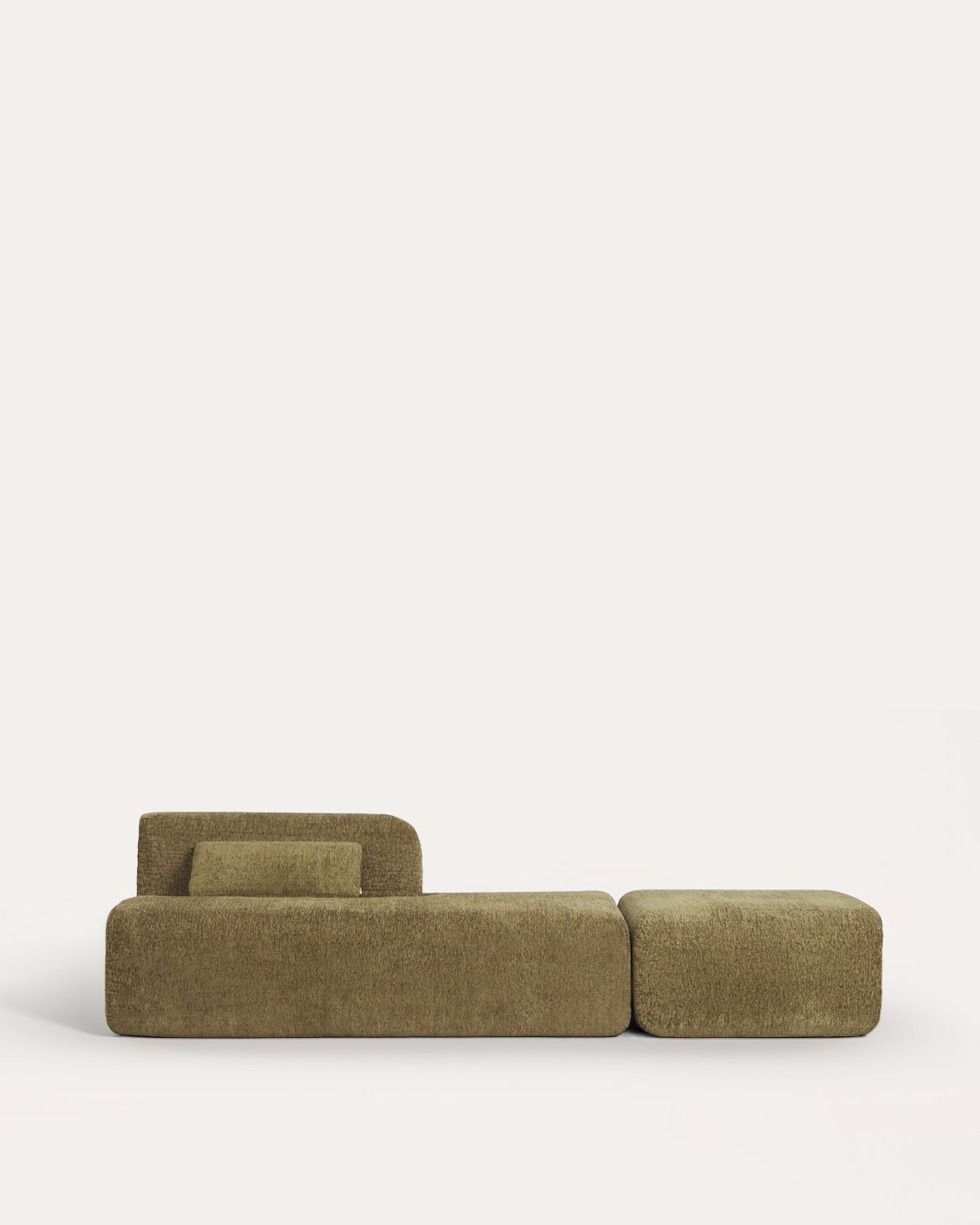 Vakuumverpackter modularer Chaise-longue-Sessel mit Pouf-Modul aus Stoff Rhys