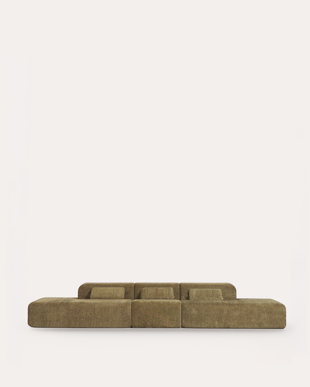Vakuumverpacktes modulares Sofa 3-teilig mit 2 Chaise-longue-Modulen und Mittelmodul aus Stoff Rhys