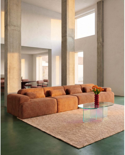 Vakuumverpacktes Modulsofa-Set 4-teilig mit 2 Eckmodulen und 2 Mittelmodulen in Stoff Rhys
