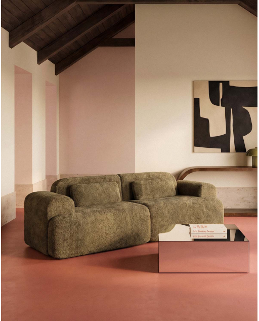 Vakuumverpacktes modulares Sofa 2-teilig mit Eckmodul aus Stoff Rhys