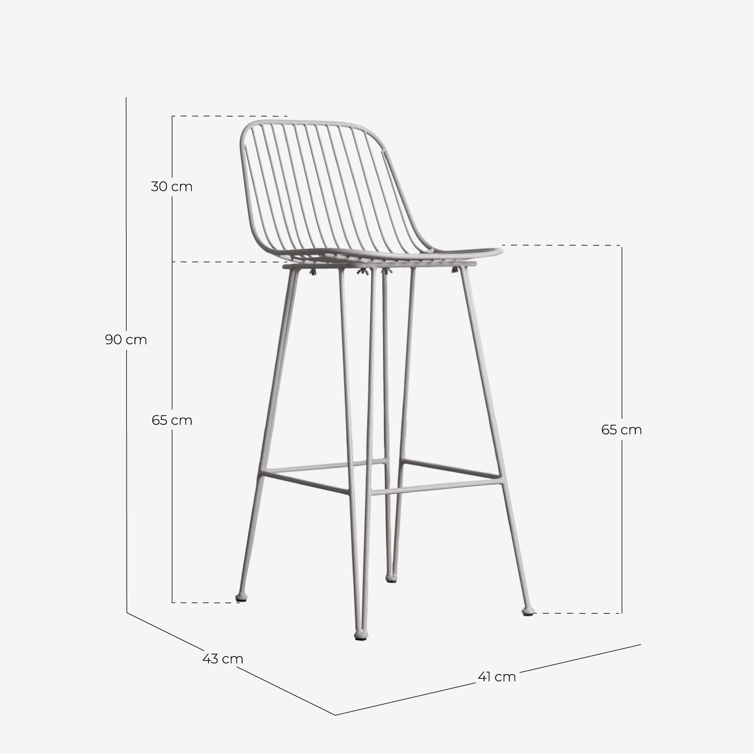 2er-Pack Metall-Hocker (65 cm) Born, Ma&szlig;e