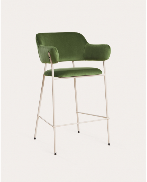 Barhocker aus Stoff und Metall (65 cm) Stana - Olivgrün