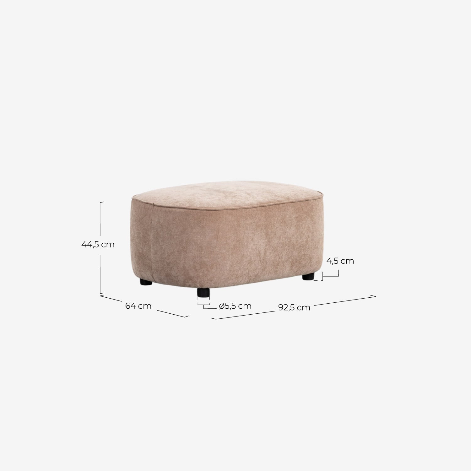2-Sitzer-Sofa mit Stoffpouf Kino, Ma&szlig;e