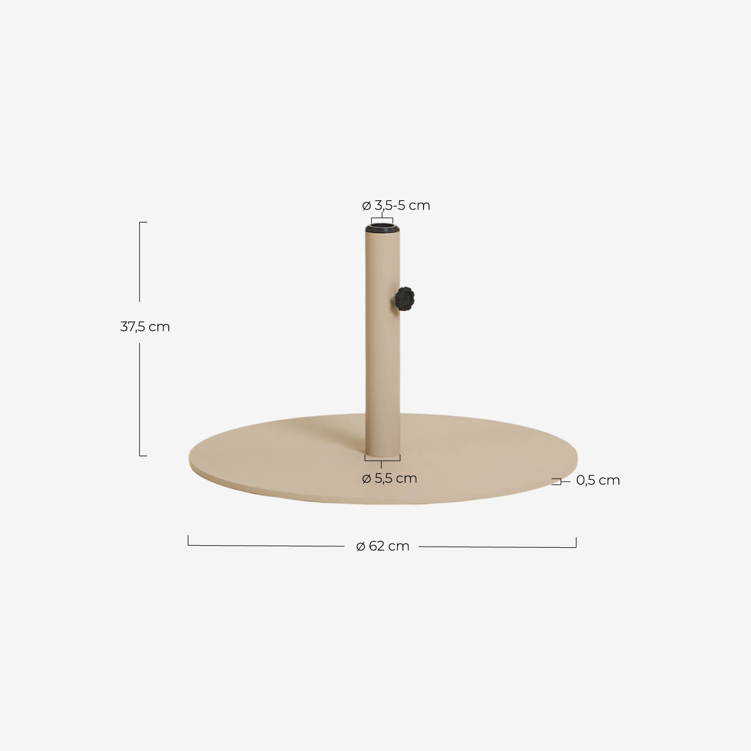 Runder Metall-Schirmfuß (Ø62 cm) Ketyer, Ma&szlig;e