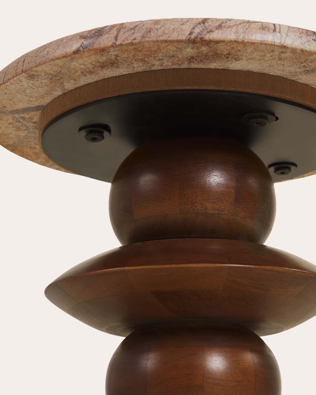 Runder Beistelltisch Ø35 cm aus Marmor und Mangoholz Erato, Galeriebild 6