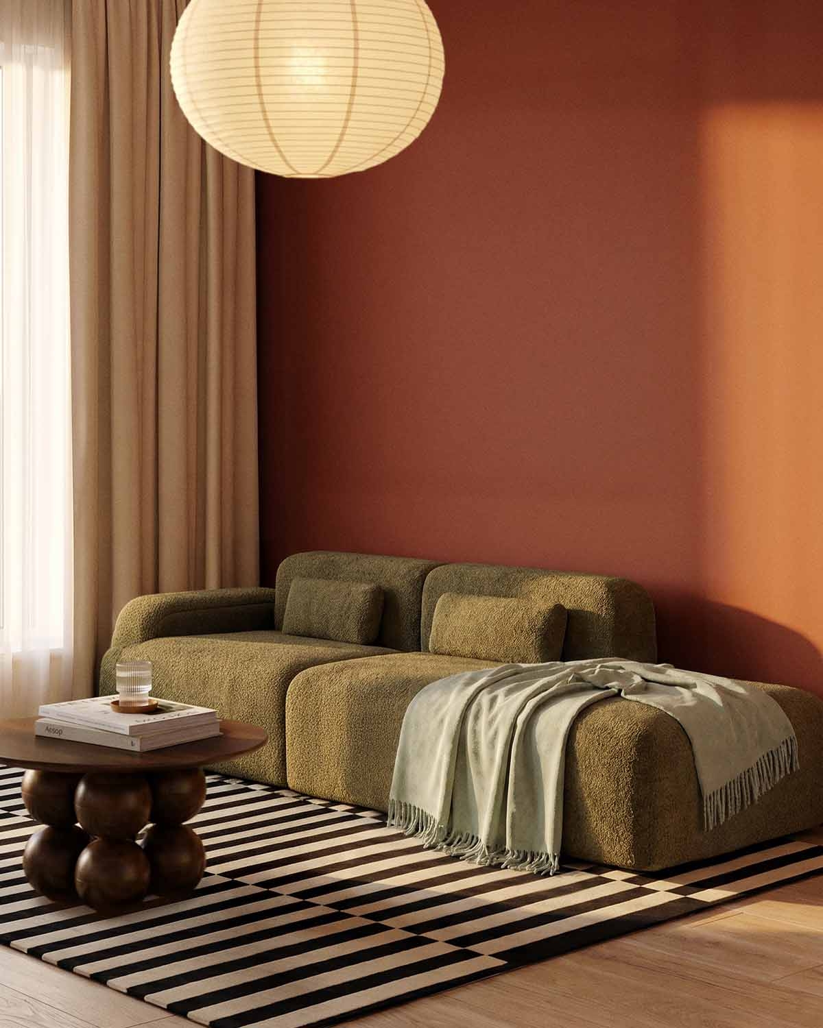 Vakuumverpacktes modulares Sofa 2-teilig mit Chaise-longue-Modul und Eckmodul aus Stoff Rhys, Galeriebild 2