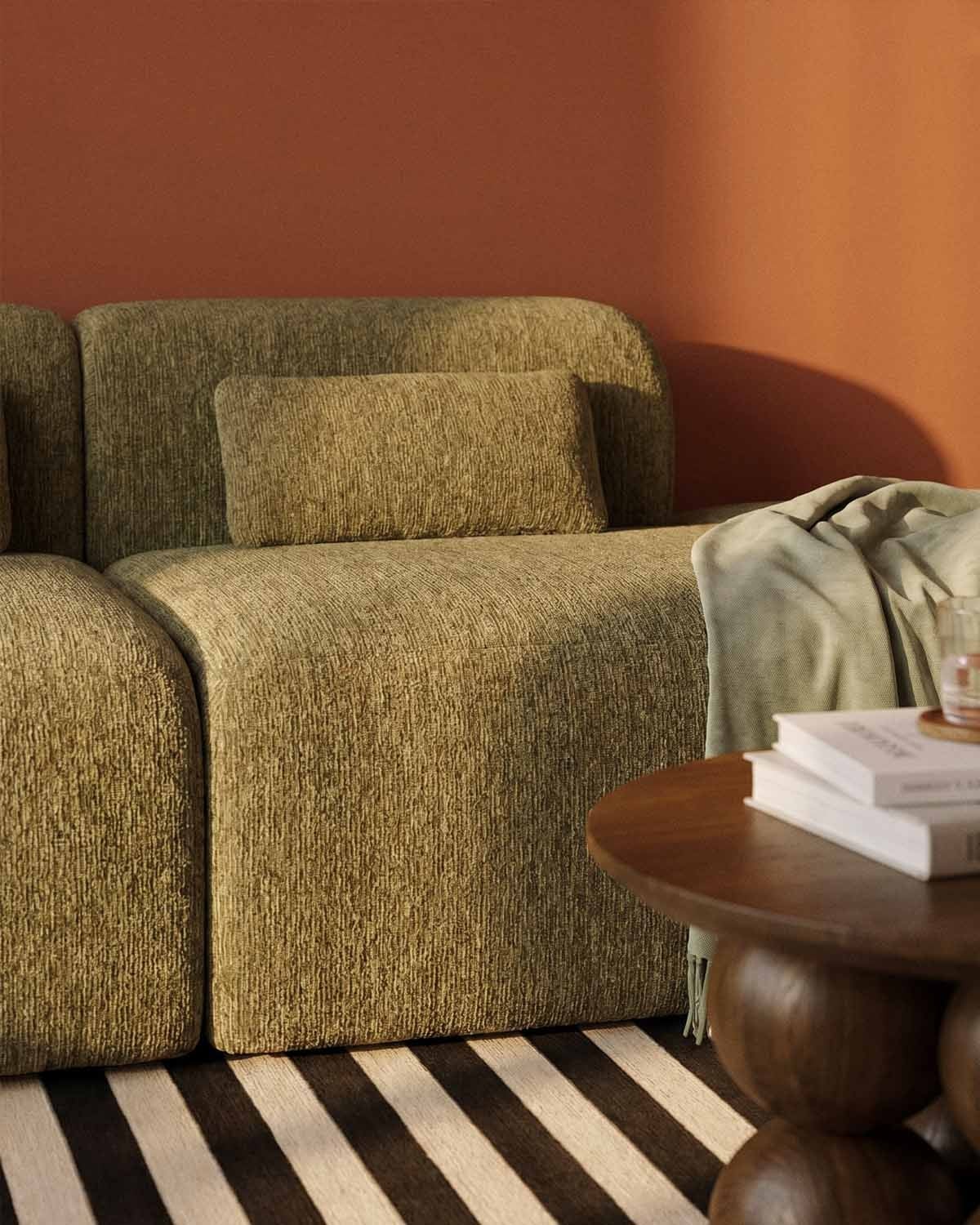 Vakuumverpacktes modulares Sofa 2-teilig mit Chaise-longue-Modul und Eckmodul aus Stoff Rhys, Galeriebild 3
