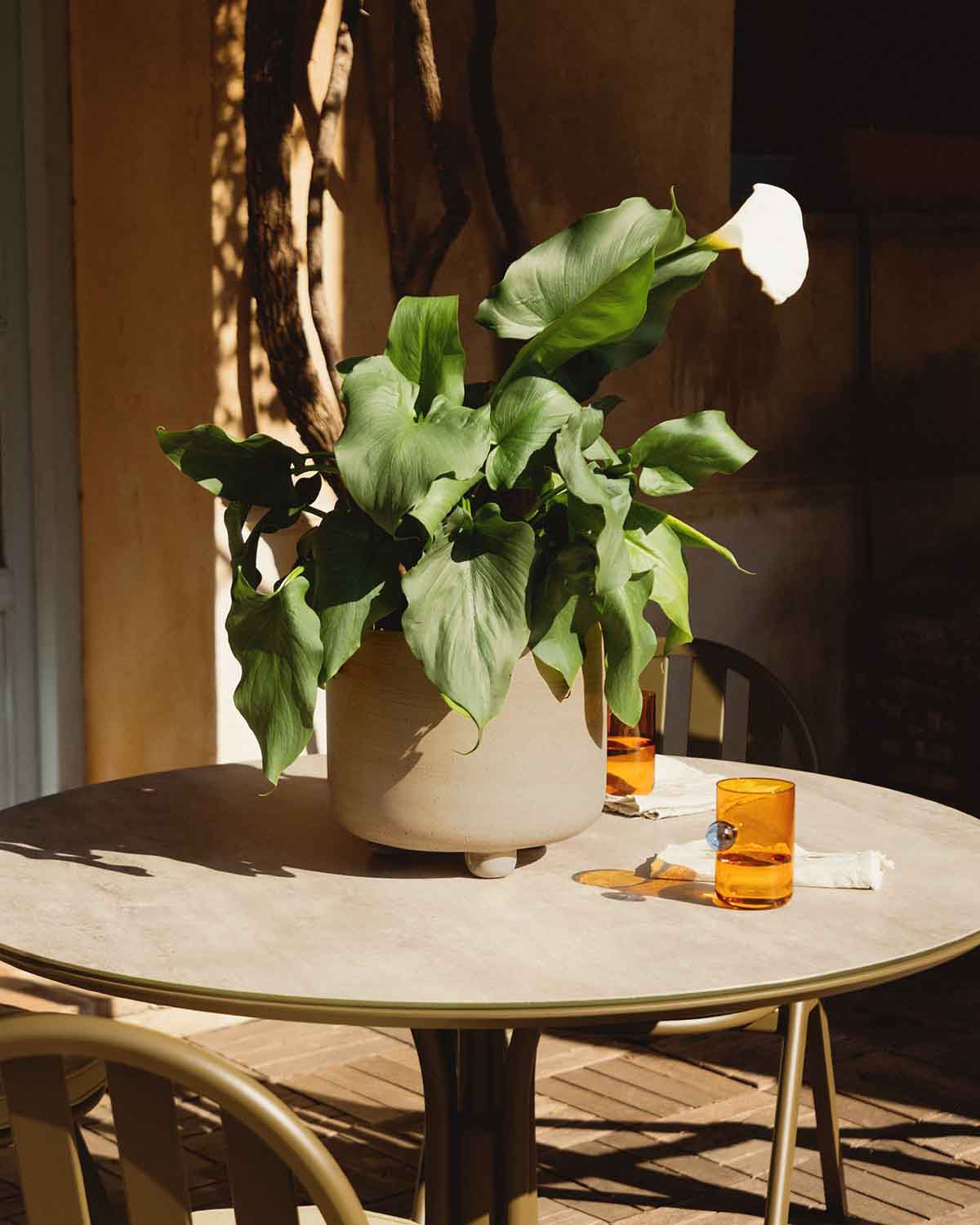 Rundes Pflanzgefäß aus Zement Petunia, Galeriebild 2