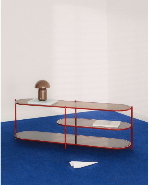 Regal 50x150 cm aus Metall und gehärtetem Glas Yerry