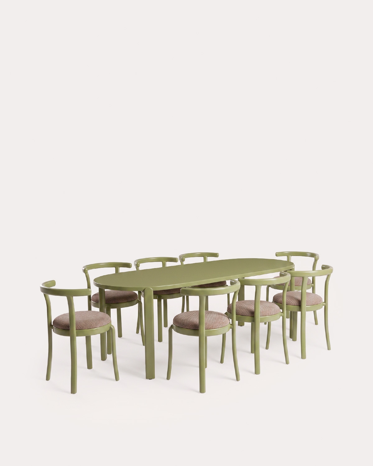 Ovales Esszimmer-Set 190x95 cm und 8 Stühle aus Holz und Metall Biterit, Galeriebild 1