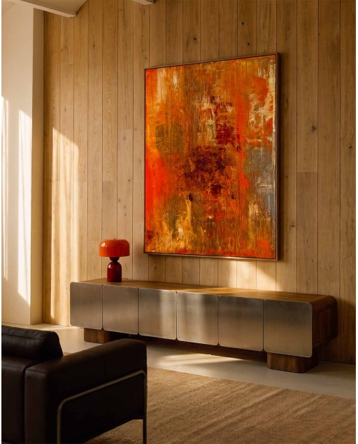 TV-Schrank mit 6 Türen 240x50 cm aus Mangoholz und Metall Arties