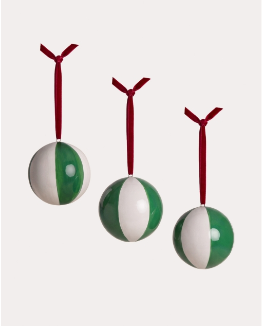 3er-Pack Weihnachtskugeln Ø 8 cm aus Dolomit Itzae