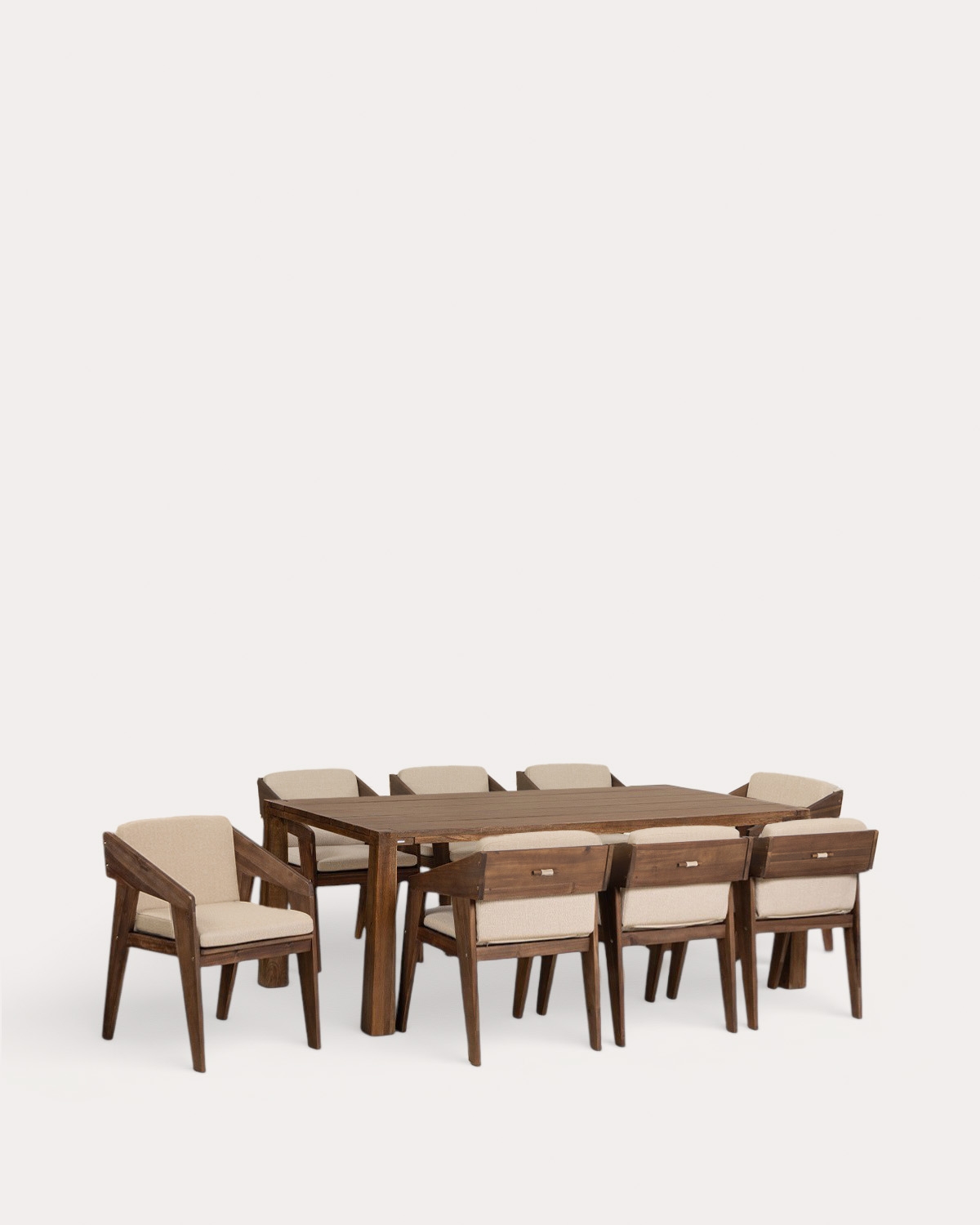 Rechteckiges Tischset (200x100 cm) Brody und 8 Holzarmstühle Tanon für den Außenbereich, Galeriebild 1