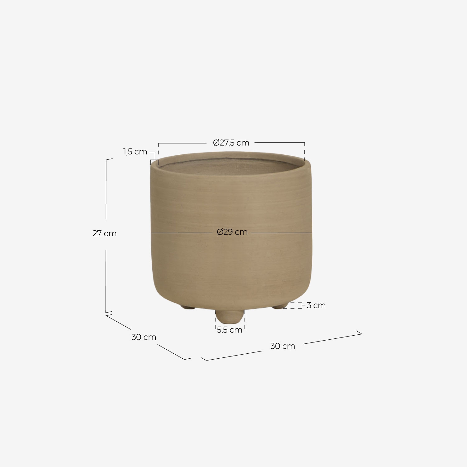 Set mit 2 Pflanzgefäßen aus Zement Petunia, Ma&szlig;e