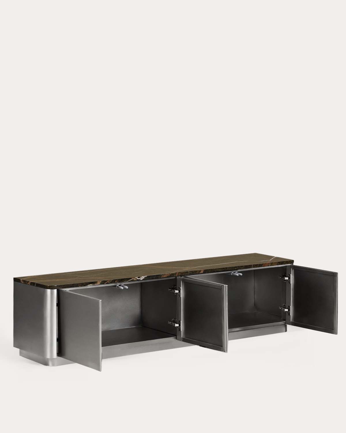 TV-Schrank mit 4 Türen 180x40 cm aus Marmor und Metall Ulfhild, Galeriebild 2