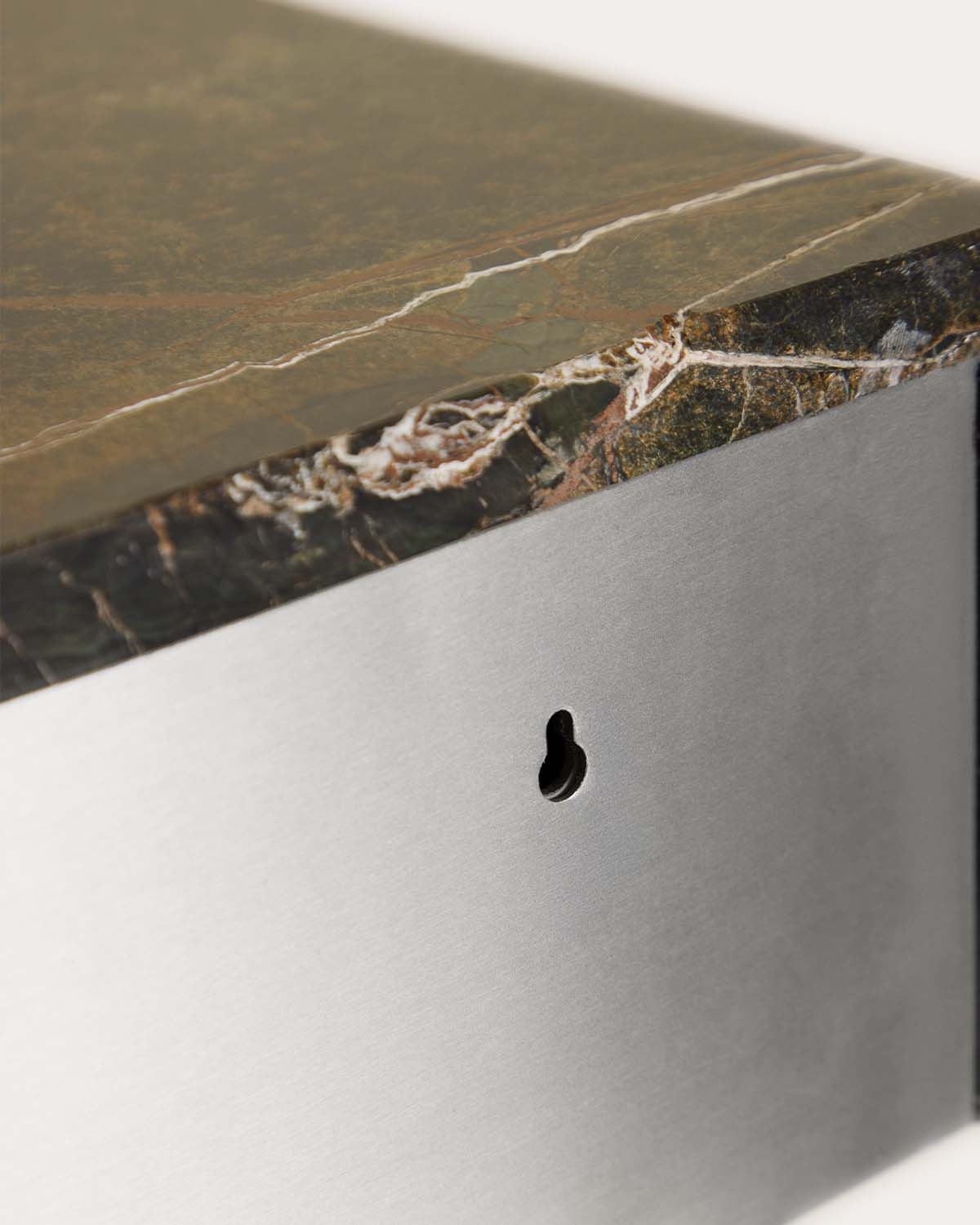 Rechteckige Wand-Flurkonsole 80x25 cm mit 2 Schubladen aus Marmor und Metall Ulfhild, Galeriebild 7